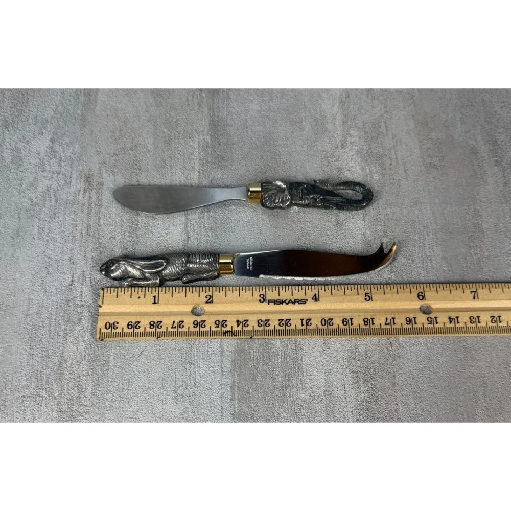 Vintage Animal Cheese Knife Set Elephant Spreader Rabbit Knife Stainless Taiwan